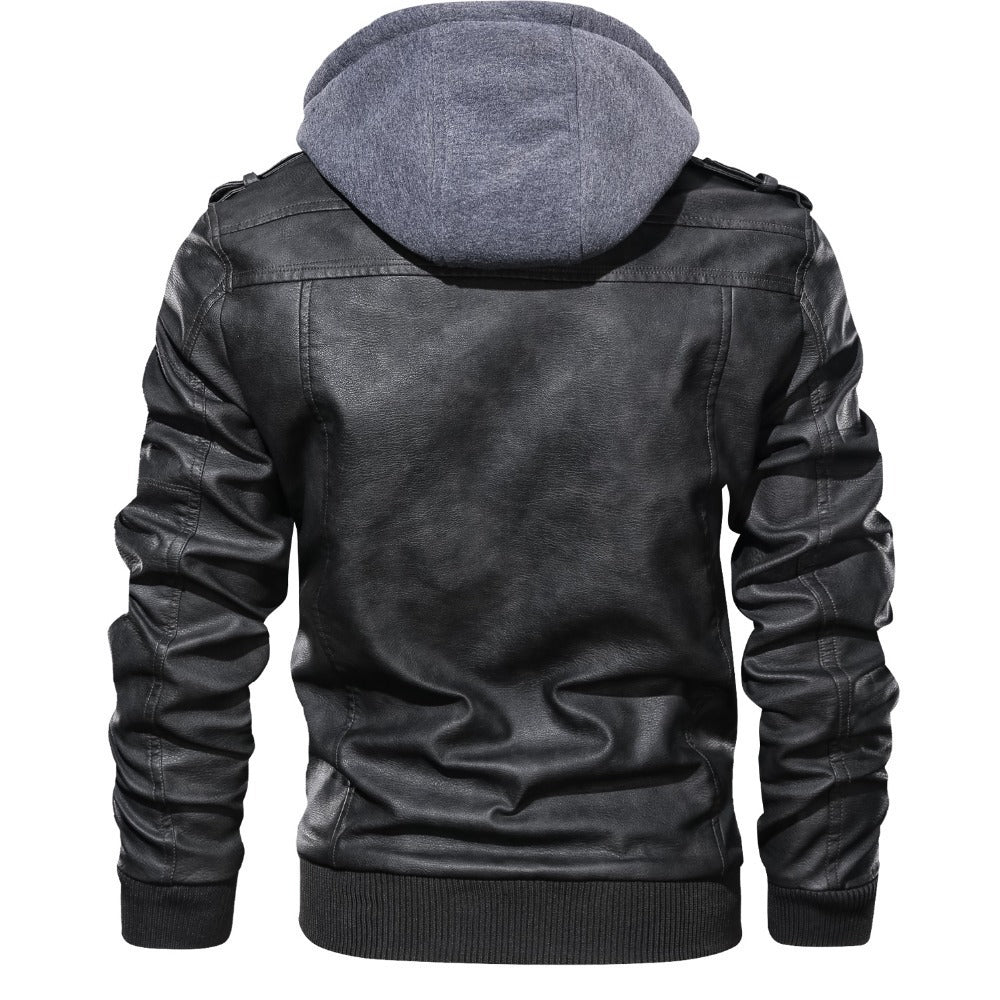 Men's - Hooded Biker Jacket - Stylish Casual Outerwear