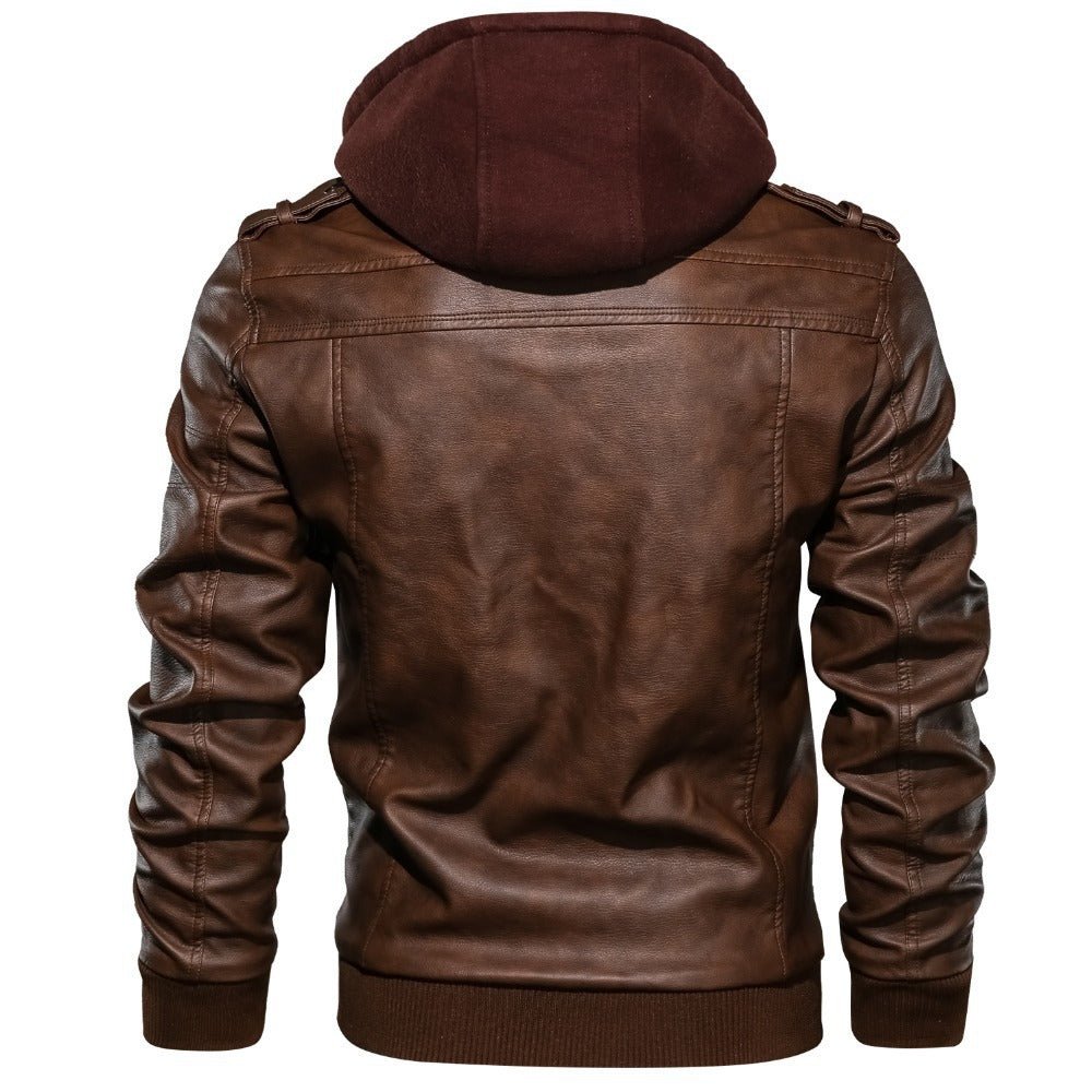 Men's - Hooded Biker Jacket - Stylish Casual Outerwear