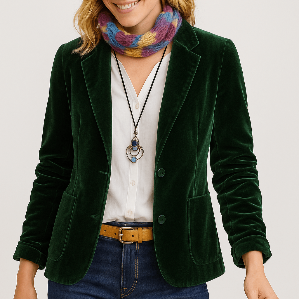 Women's - Elegant Slim Fit Velvet Blazer - Stylish Women's Jacket for Any Occasion