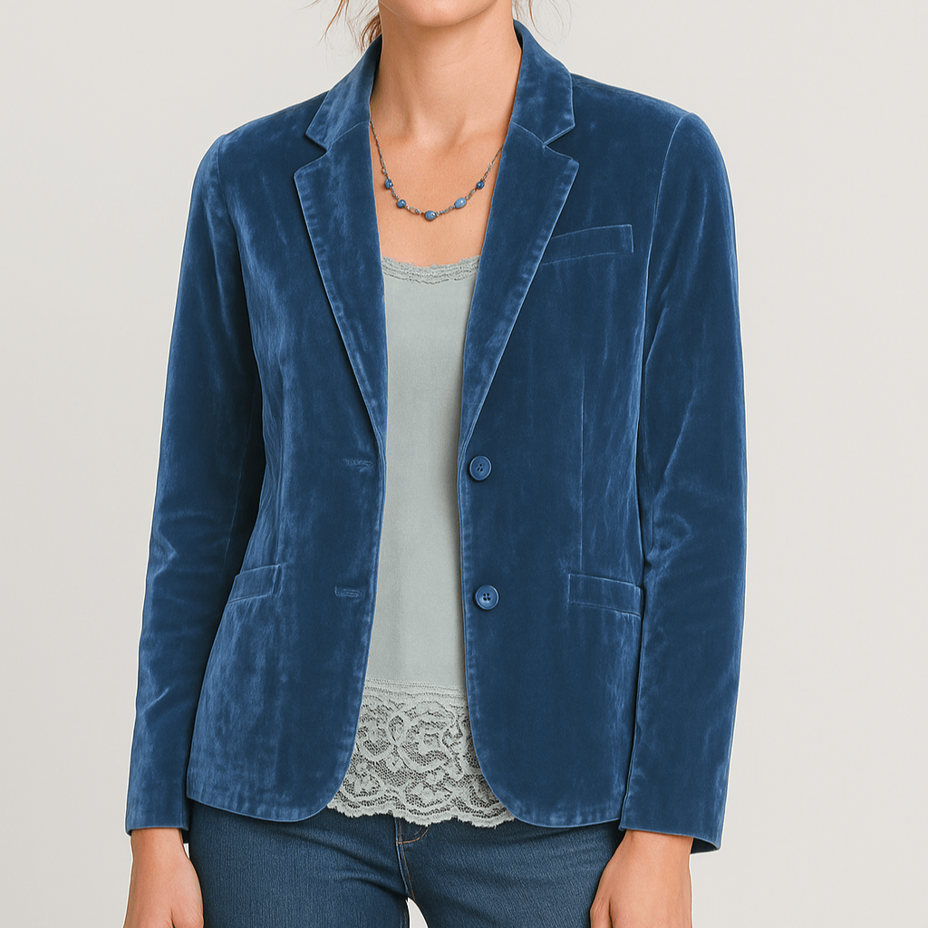 Women's - Elegant Slim Fit Velvet Blazer - Stylish Women's Jacket for Any Occasion