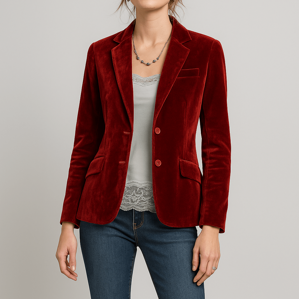 Women's - Elegant Slim Fit Velvet Blazer - Stylish Women's Jacket for Any Occasion