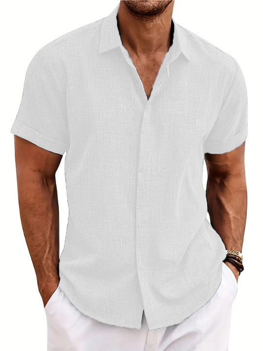 Men's - Casual Lightweight Shirt - Short Sleeve Cotton