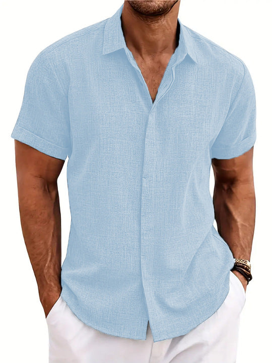 Men's - Casual Lightweight Shirt - Short Sleeve Cotton