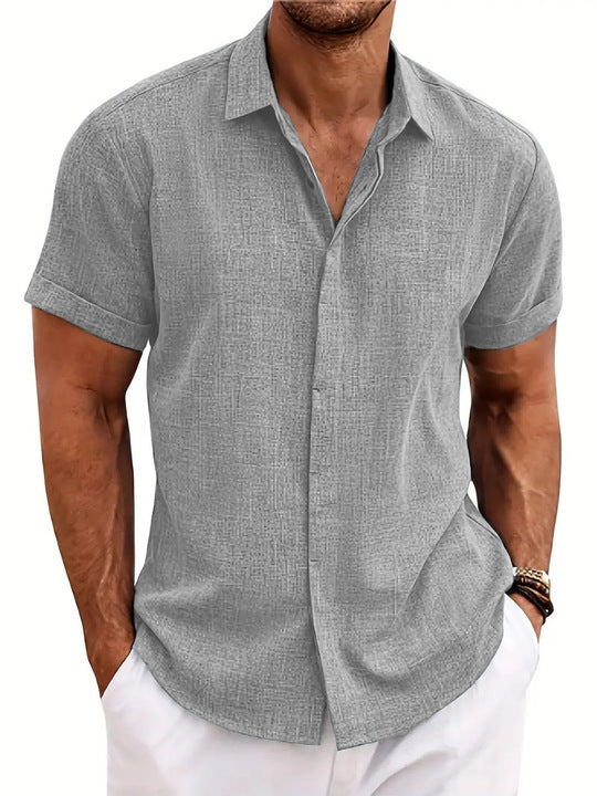 Men's - Casual Lightweight Shirt - Short Sleeve Cotton