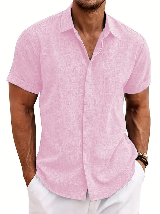Men's - Casual Lightweight Shirt - Short Sleeve Cotton