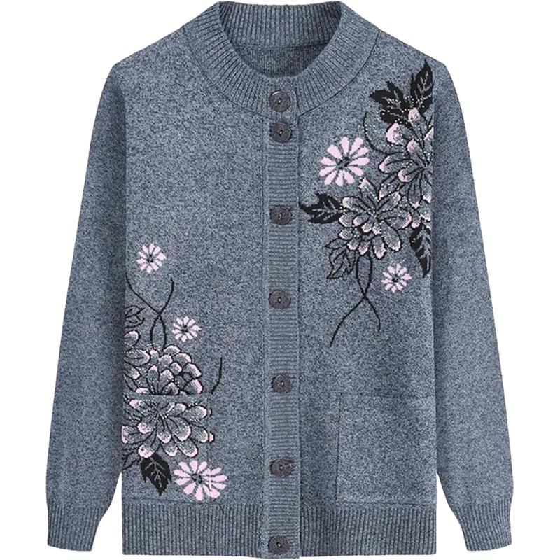 Women's - Floral Charm Cardigan - Cosy Knitwear - Stylish Floral Design - Ideal for Layering and Comfort