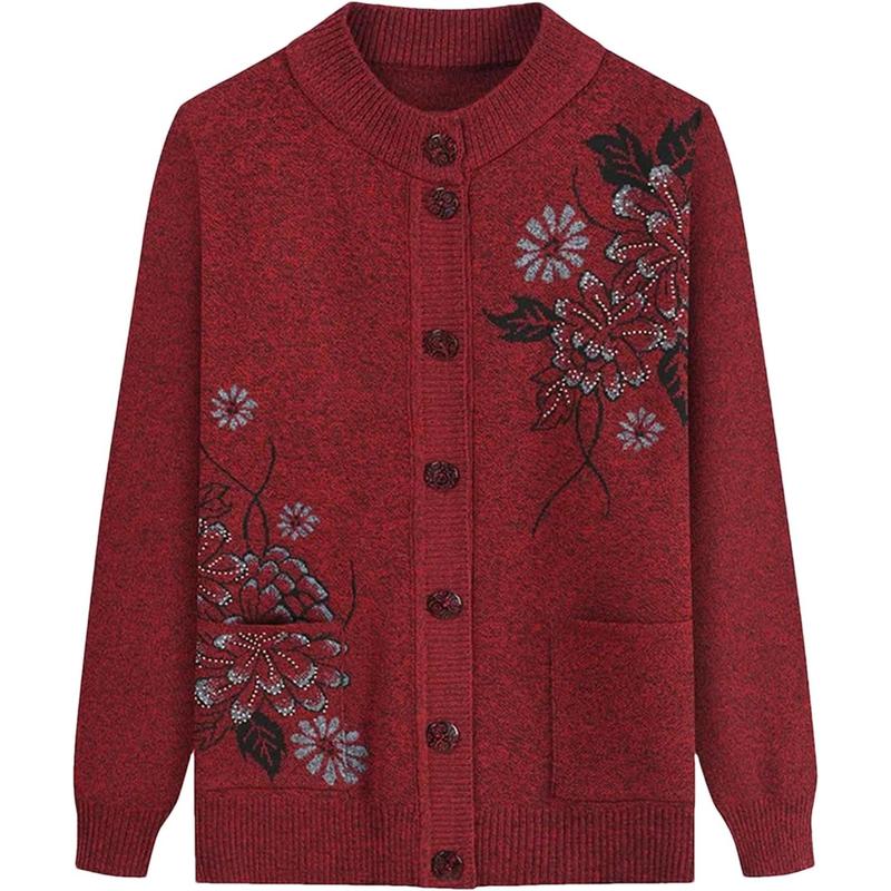 Women's - Floral Charm Cardigan - Cosy Knitwear - Stylish Floral Design - Ideal for Layering and Comfort