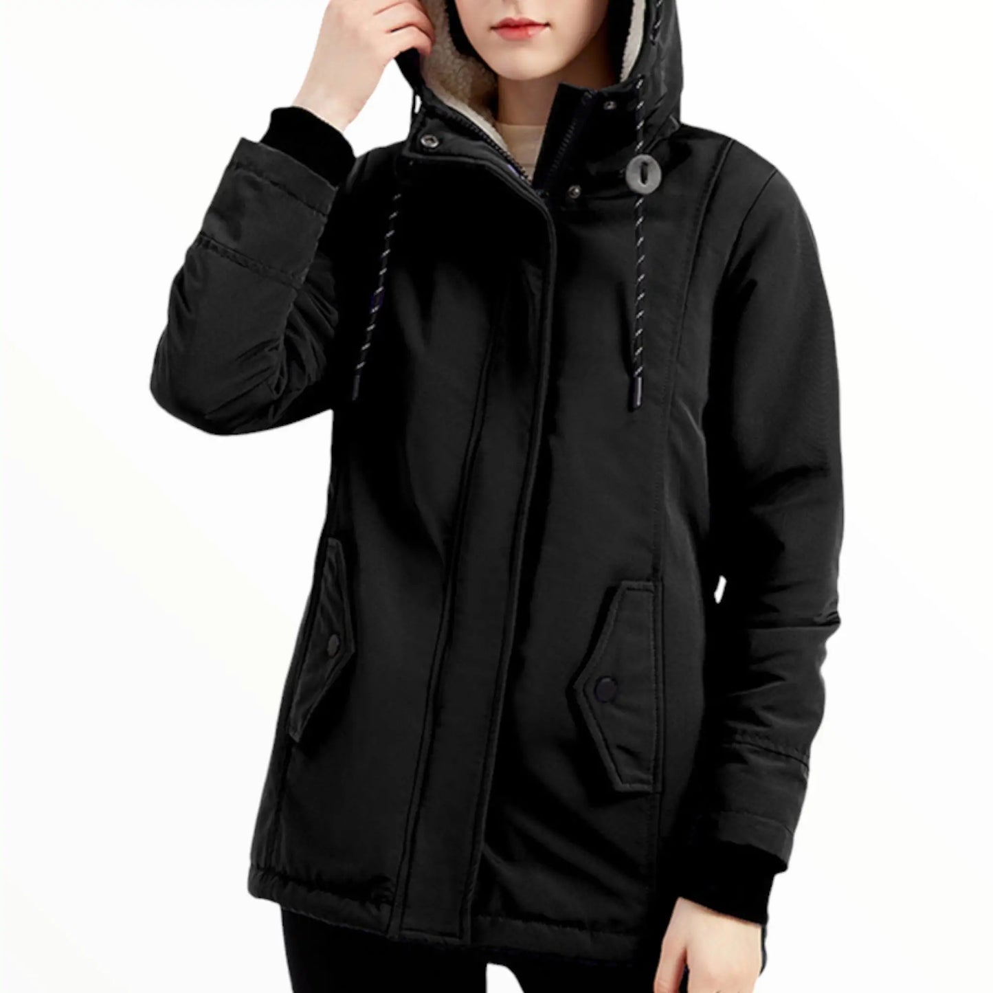 Women's - Parka Jacket - Warm Faux Fur Trim