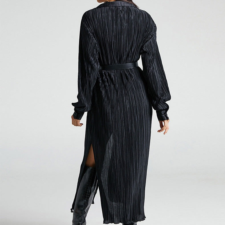 Women's - Pleated Long Dress - Elegant Style