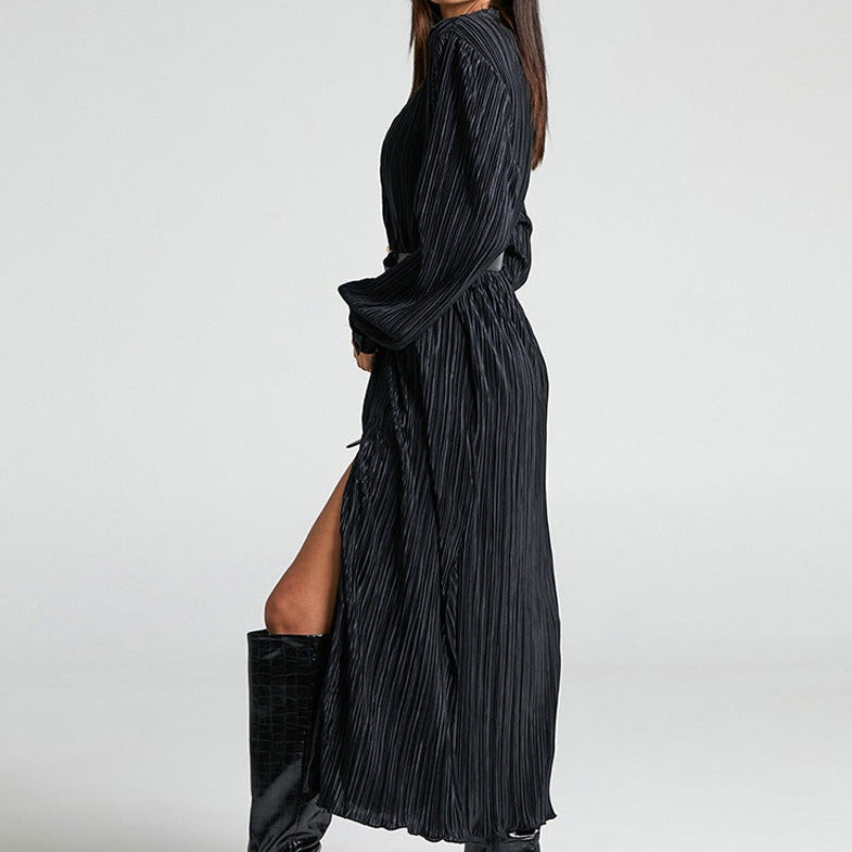 Women's - Pleated Long Dress - Elegant Style