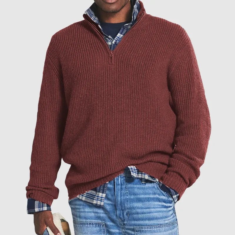 Men's - Quarter Zip Sweater - Cozy Knit Fabric - Stylish & Versatile Layering