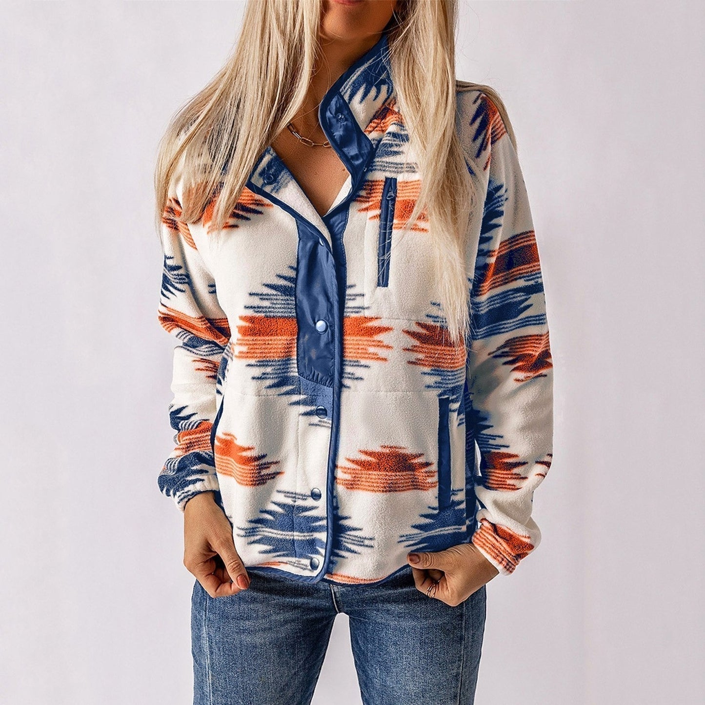 Women's - Snap-Up Fleece Jacket - Cosy, Stylish, Perfect for Layering