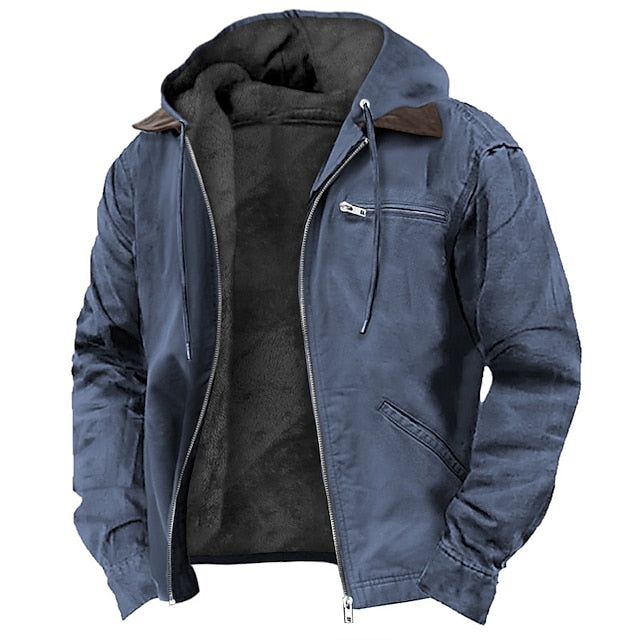 Men's - Work Jacket - Sherpa-Lined, Hooded, Zip-Up - Fleece Jacket