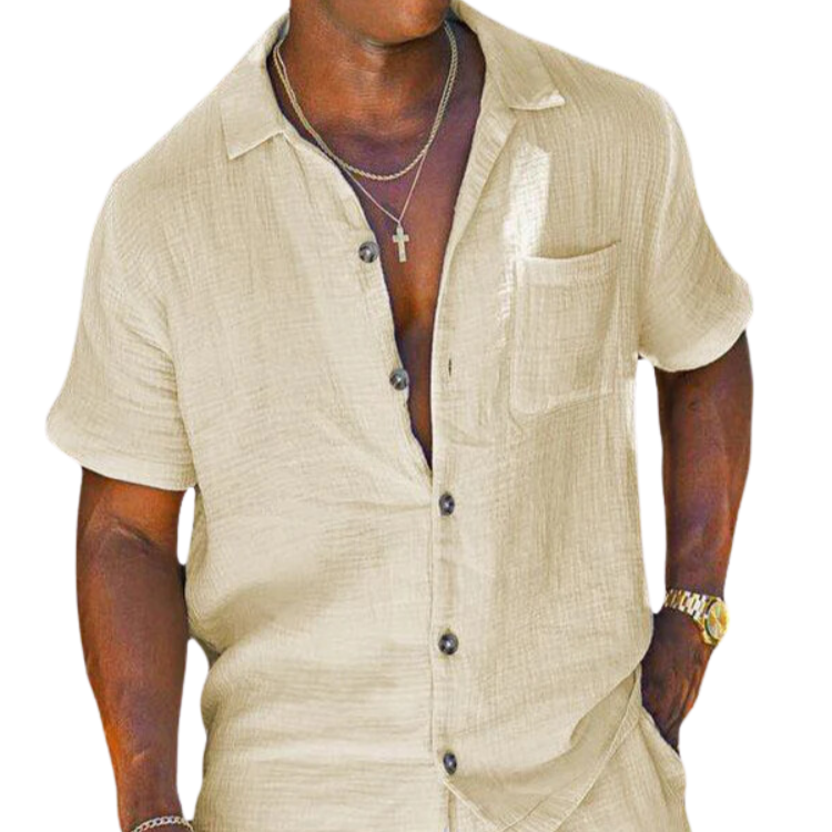 Men’s - Two-Piece Summer Set – Button-Up Shirt & Trousers