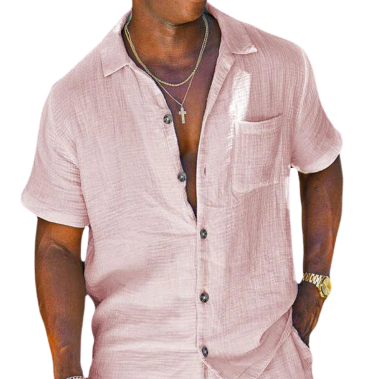Men’s - Two-Piece Summer Set – Button-Up Shirt & Trousers