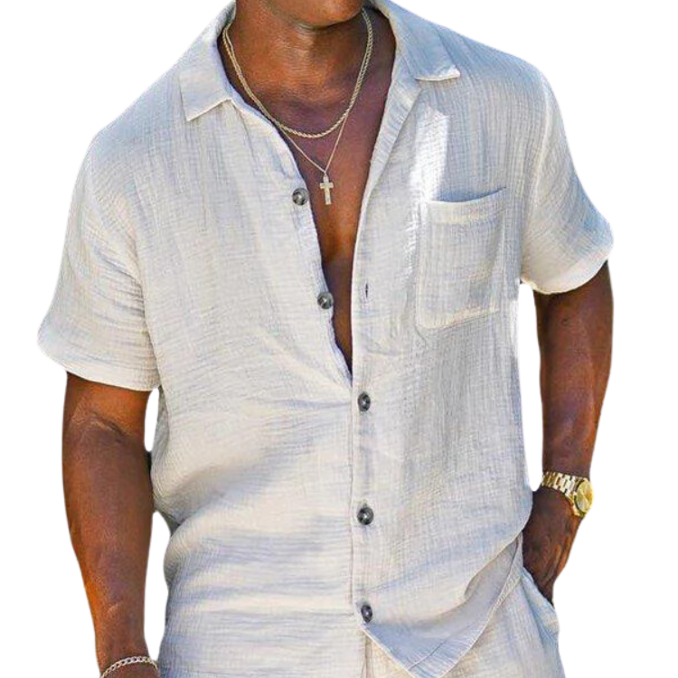 Men’s - Two-Piece Summer Set – Button-Up Shirt & Trousers
