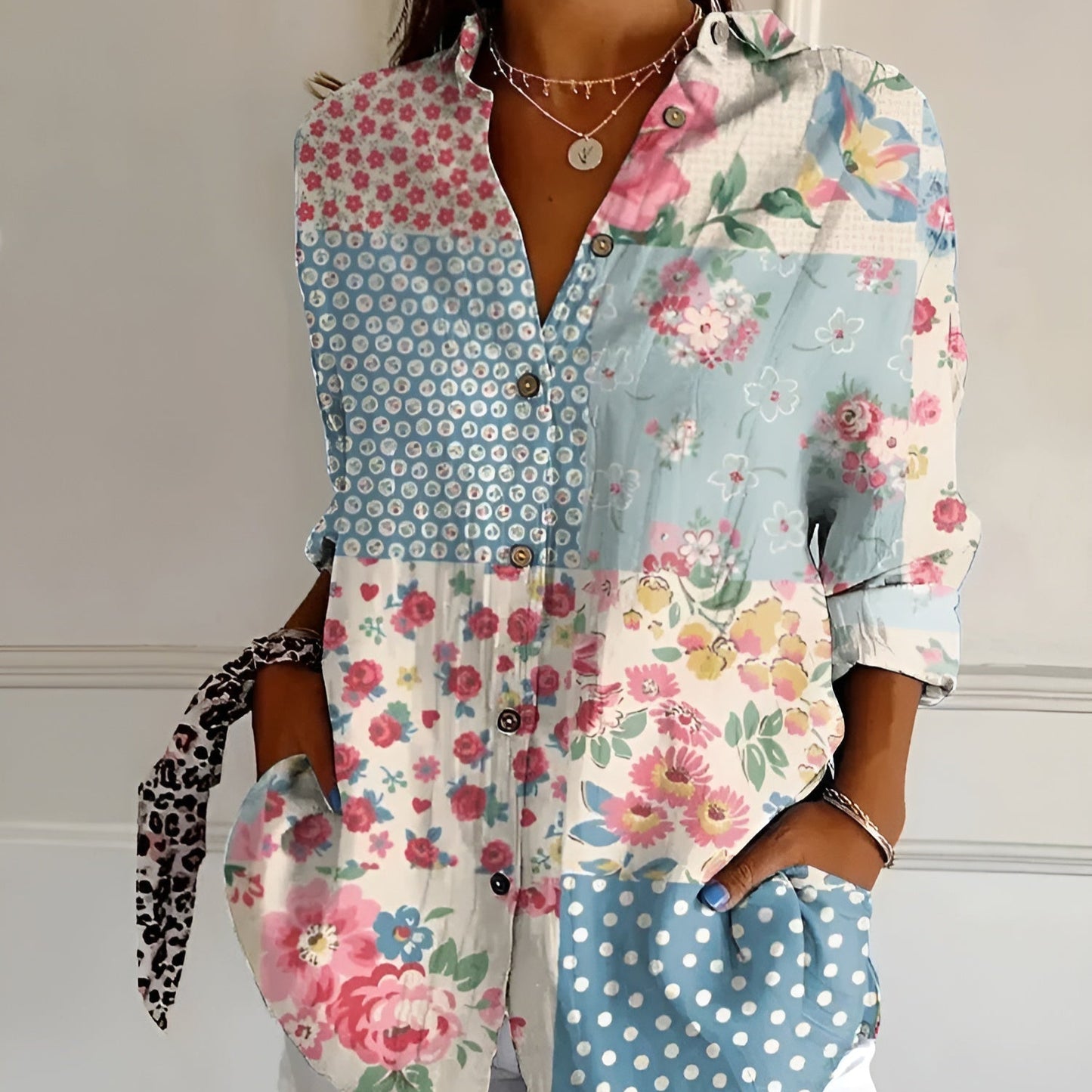 Women's - Floral Button-Up Shirt - Lightweight and Breathable - Perfect for Warm Weather