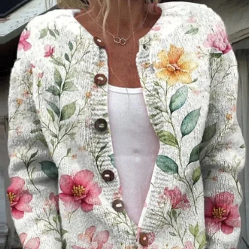 Women's - Floral Cardigan - Soft Knit - Stylish Layering Essential