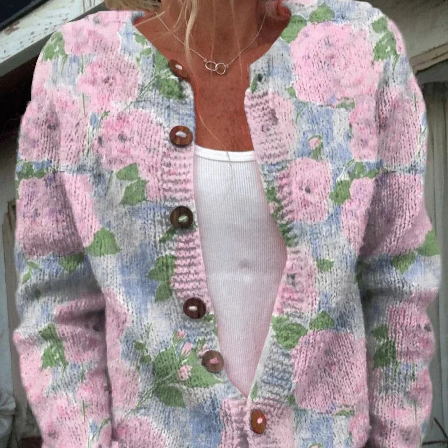 Women's - Floral Cardigan - Soft Knit - Stylish Layering Essential