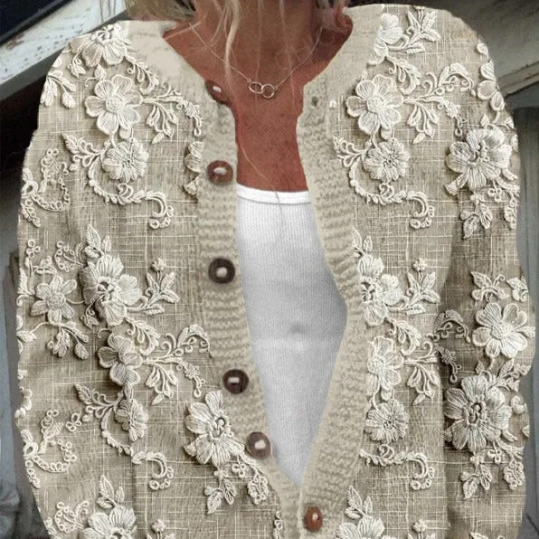 Women's - Floral Cardigan - Soft Knit - Stylish Layering Essential