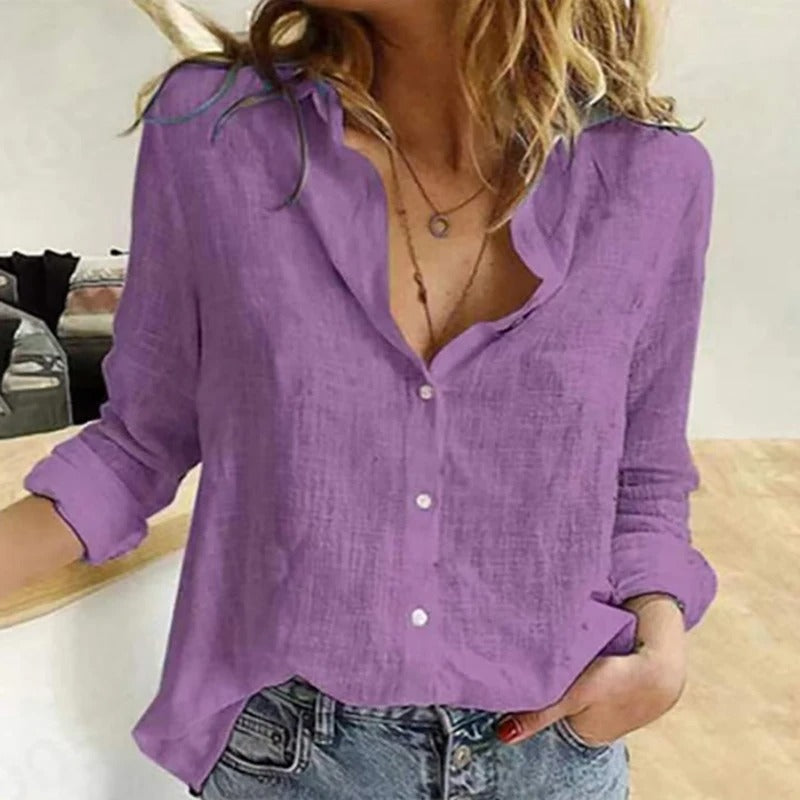 Women's - Stylish Cotton Blouse - Breathable and Lightweight - Perfect for Any Occasion