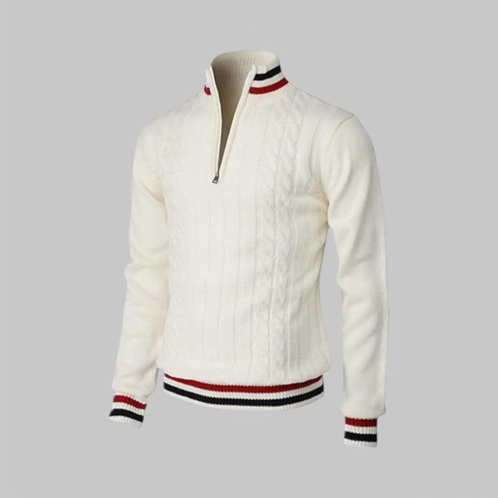 Men's - Half-Zip Twist Knit Jumper - Cosy Style for Casual Wear