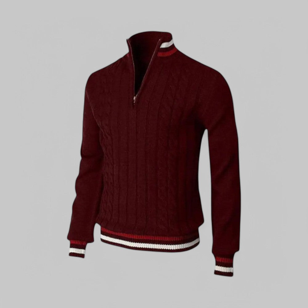 Men's - Half-Zip Twist Knit Jumper - Cosy Style for Casual Wear