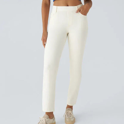 Women's - Comfortable Elastic Trousers - Stylish & Versatile Everyday Wear