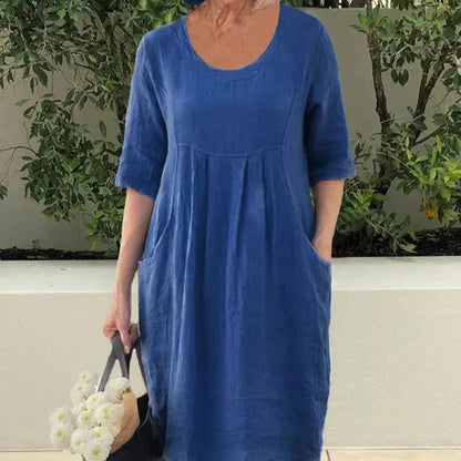 Women's - Chic Loose Cotton Blend Dress - Effortless Style for Everyday Wear - Perfect for Any Occasion