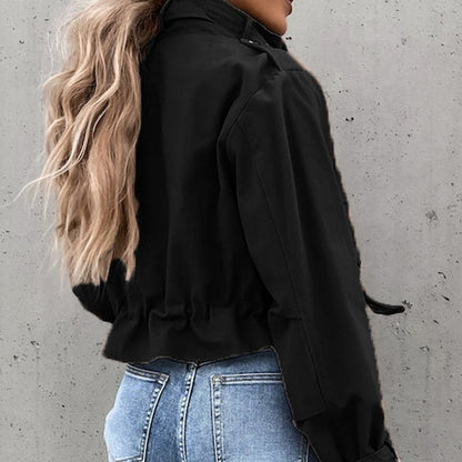 Women's - Stylish Cropped Transition Jacket with Pockets - Versatile Fashion