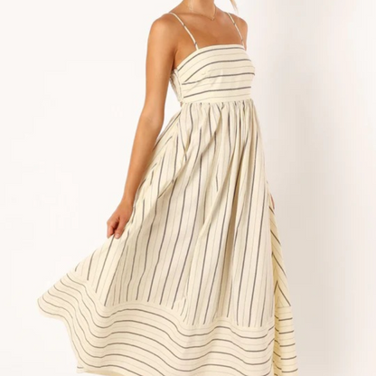 Women's – Striped Summer Dress – High Waist Fit