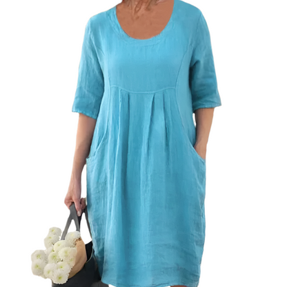 Women's - Chic Loose Cotton Blend Dress - Effortless Style for Everyday Wear - Perfect for Any Occasion