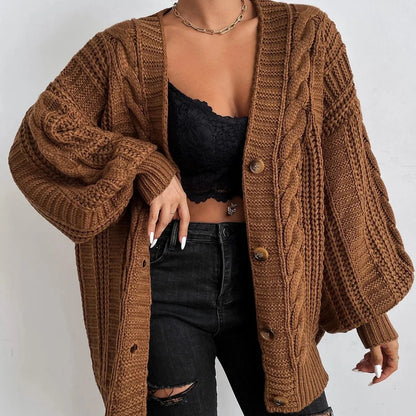 Women's - Cable Knit Cardigan - Cosy Knitwear