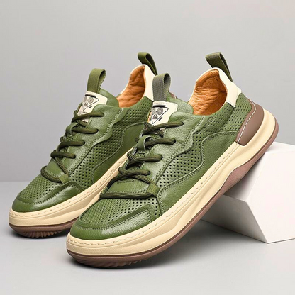 Men's – Leather Sneakers – Genuine Leather, Stylish Design – Casual Footwear