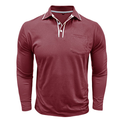 Men - Shirt - Polo Collar - Long Sleeve Fit