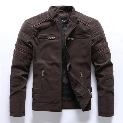Men's - Biker Jacket - Stylish Zip Closure Design
