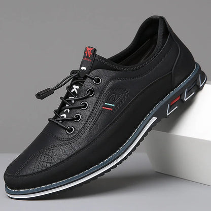Men's - Comfortable Leather Sneakers - Sporty Look