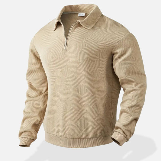 Men's - Half-Zipper Sweater - Soft Knit Material - Stylish Casual Wear
