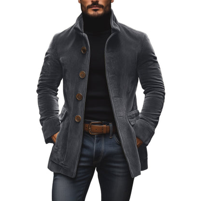Men's - Vintage Corduroy Short Coat - Stand Collar Slim Fit