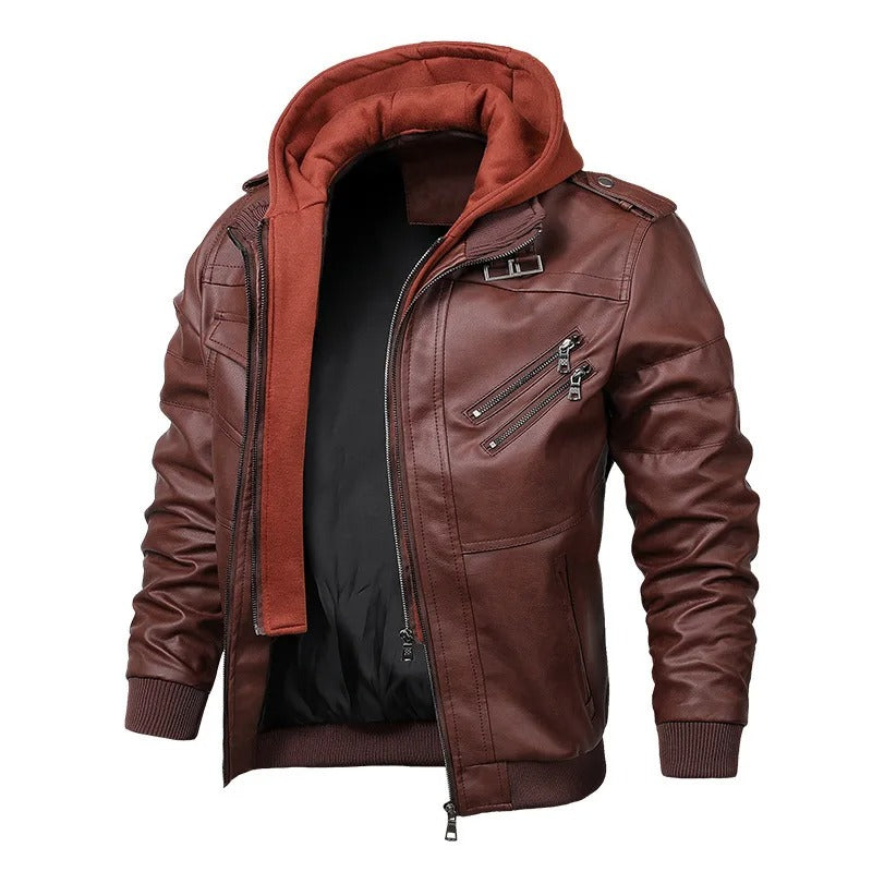 Men's - Bomber Jacket - Hooded Casual Style