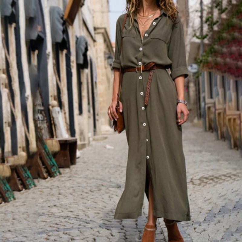 Women's - Stylish Elegant Dress - Belt Detail