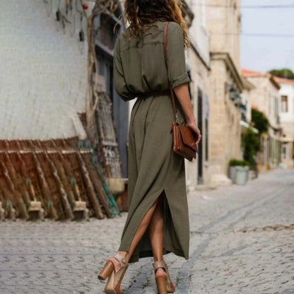 Women's - Stylish Elegant Dress - Belt Detail