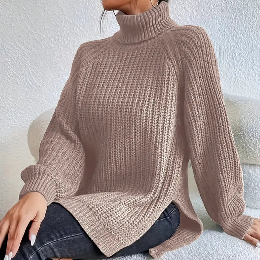 Women's - Turtleneck Sweater - Soft Knit Fabric - Stylish & Cosy Layering