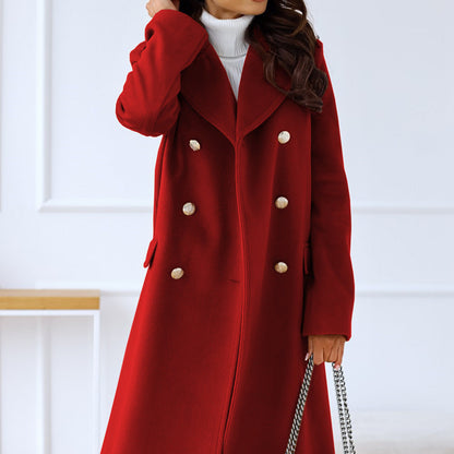 Women's - Trench Coat - Lapel Collar - Stylish Winter Outerwear