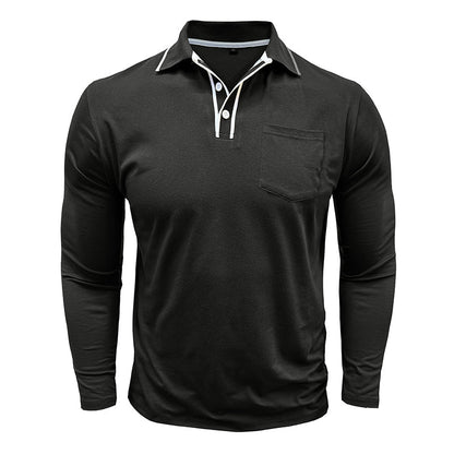 Men - Shirt - Polo Collar - Long Sleeve Fit