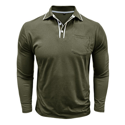 Men - Shirt - Polo Collar - Long Sleeve Fit