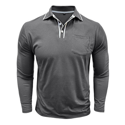 Men - Shirt - Polo Collar - Long Sleeve Fit