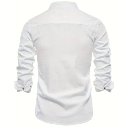 Men's - Stylish Button-Up Shirt - Comfortable Cotton Blend - Casual Wear