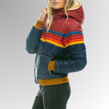 Women's - Puffer Jacket - Waterproof Hooded Colorblock