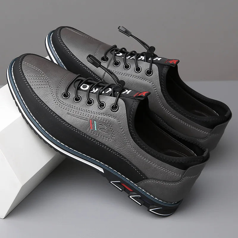 Men's - Comfortable Leather Sneakers - Sporty Look